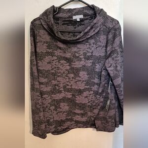 NWT Habitat Graphite Textured Cowl Assymetrical Overlay Tunic Sz.S/M